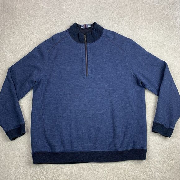 Tommy Bahama Reversible Sweatshirt Pullover Quarter Zip Blue Black XL Sweater - Picture 2 of 16